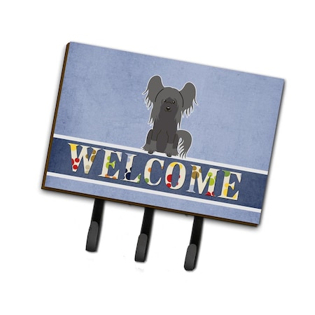 Carolines Treasures Chinese Crested Black Welcome Leash or Key Holder BB5693TH68